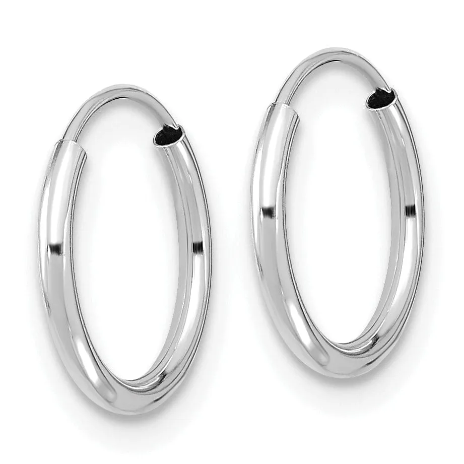 14k White Gold Women's Endless Hoops 1mm x 12mm