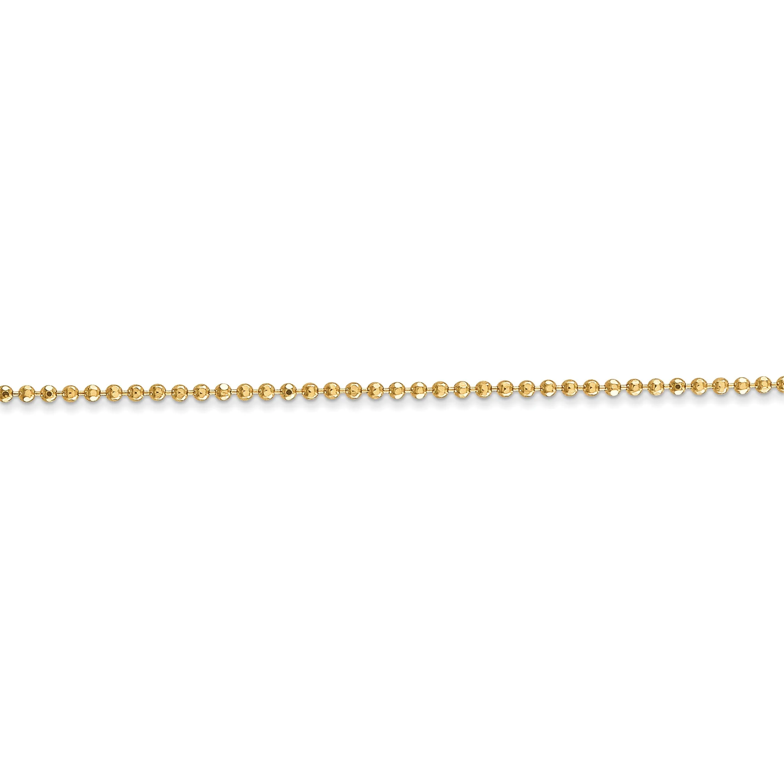 14k Yellow Gold Diamond Cut 1.20mm Bead Chain