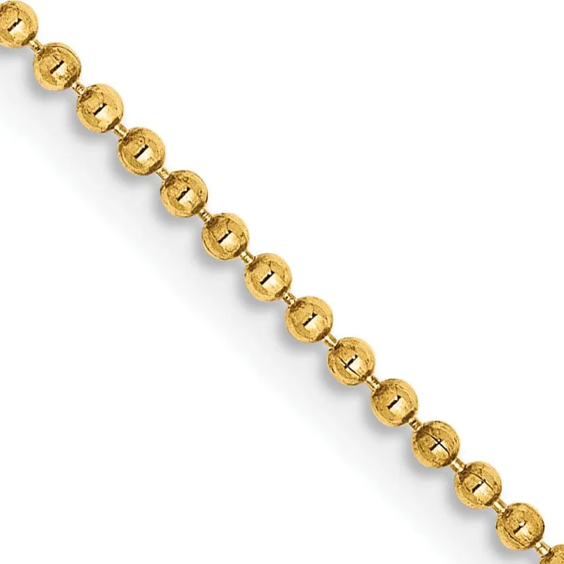 14k Yellow Gold Diamond Cut 1.20mm Bead Chain