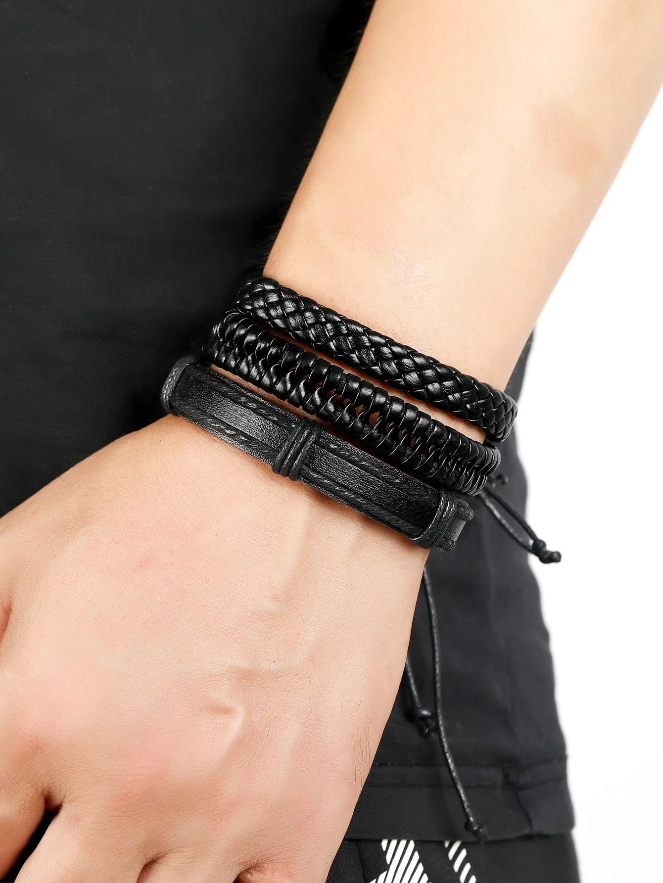 6pcs Men Minimalist Bracelet PU for Jewelry Gift and for a Stylish Look