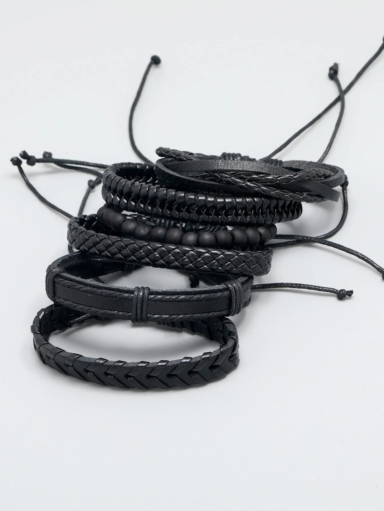 6pcs Men Minimalist Bracelet PU for Jewelry Gift and for a Stylish Look