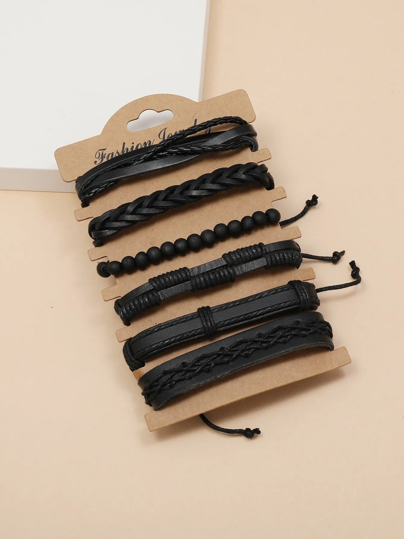 6pcs Men Minimalist Bracelet PU for Jewelry Gift and for a Stylish Look