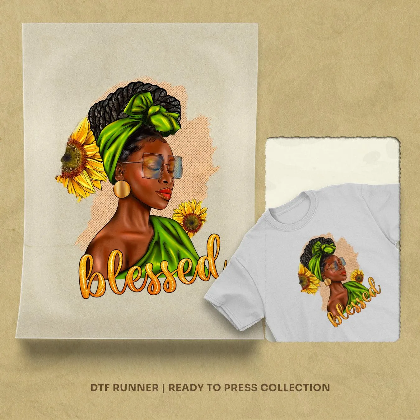 Afro Woman Blessed dtf heat transfer