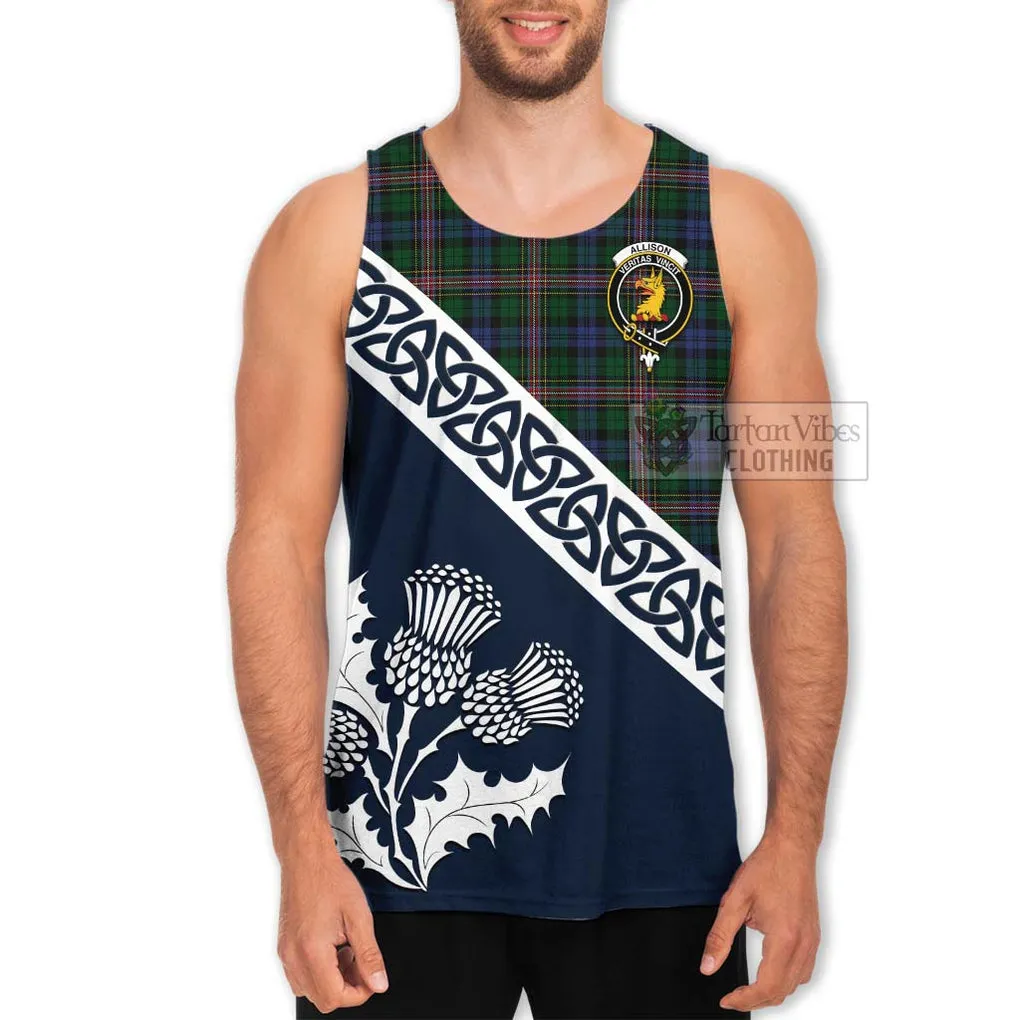 Allison Tartan Men's Tank Top Featuring Thistle and Scotland Map