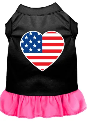 American Flag Heart Screen Print Dress Black With Bright Pink Sm (10)