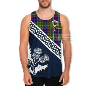 Arnott Tartan Men's Tank Top Featuring Thistle and Scotland Map