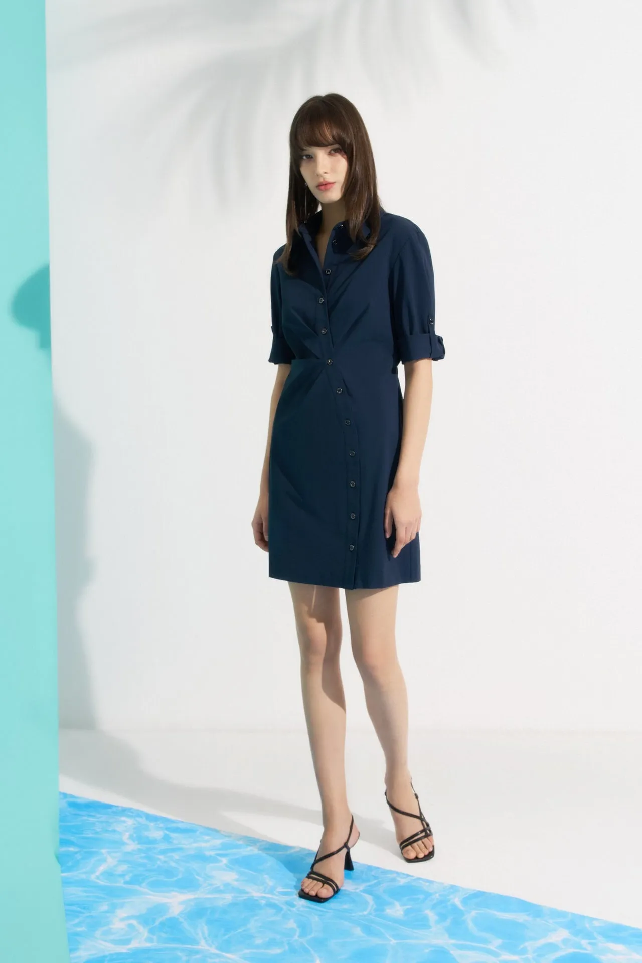 Asymetrical Button Down Shirt Dress