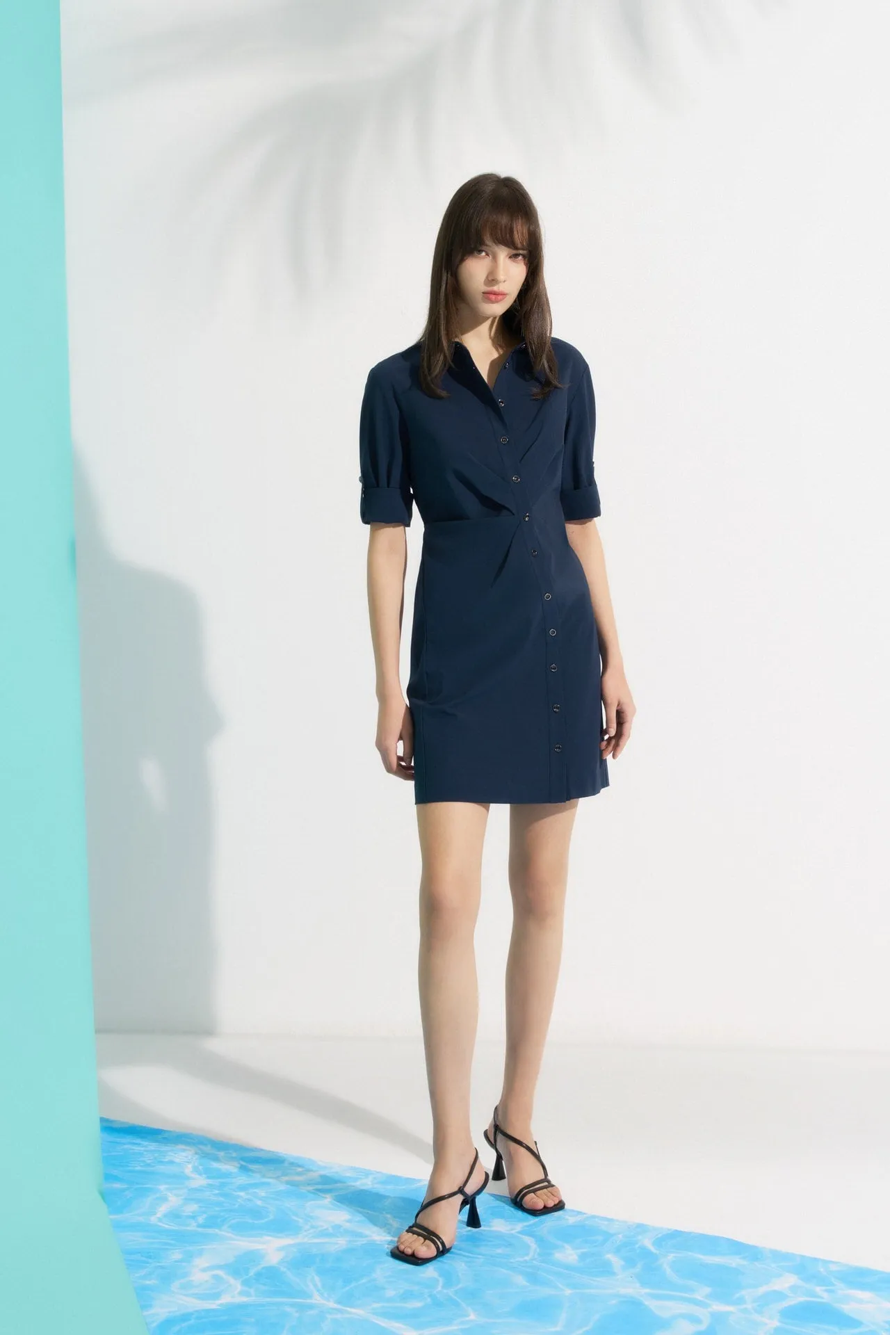 Asymetrical Button Down Shirt Dress