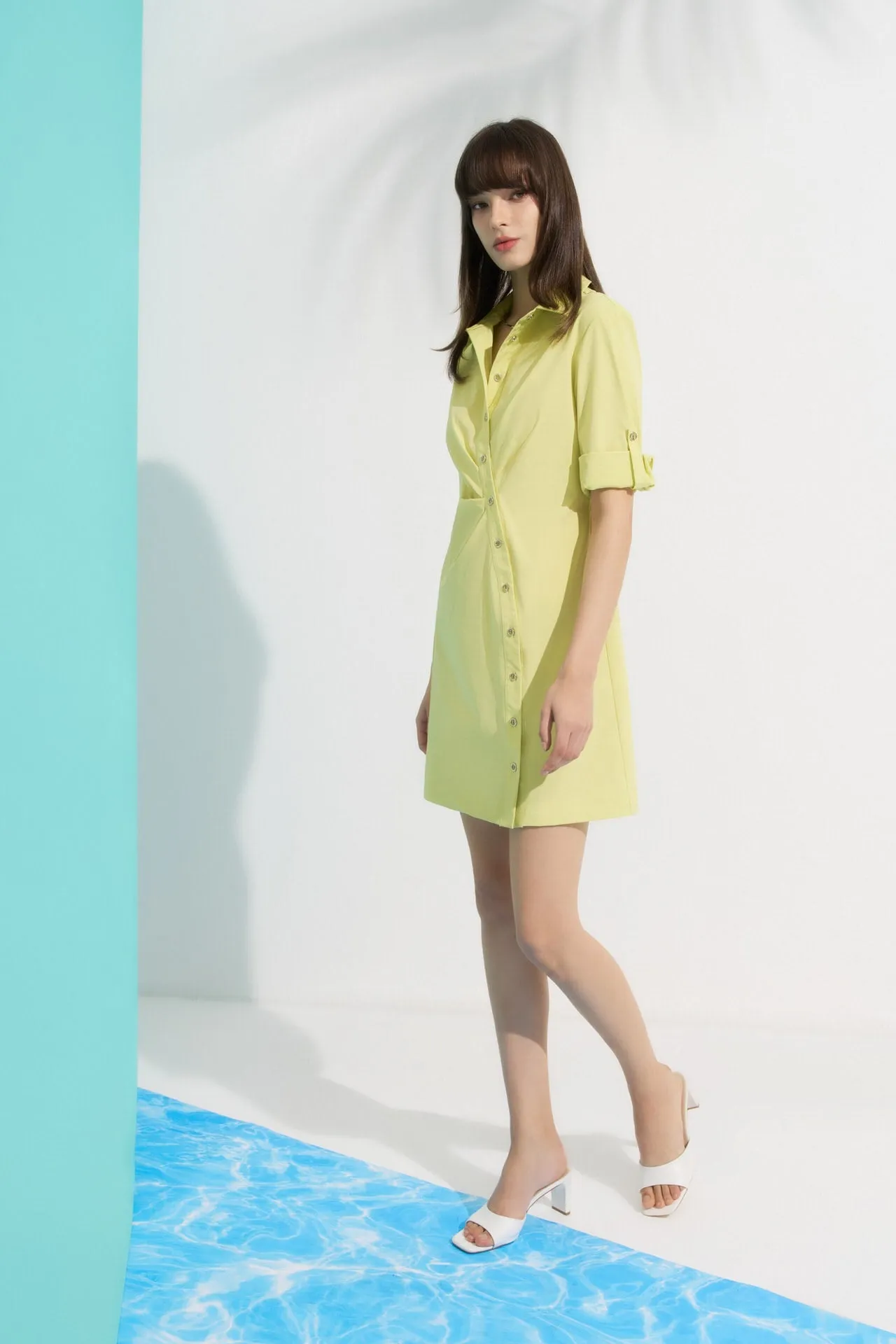 Asymetrical Button Down Shirt Dress