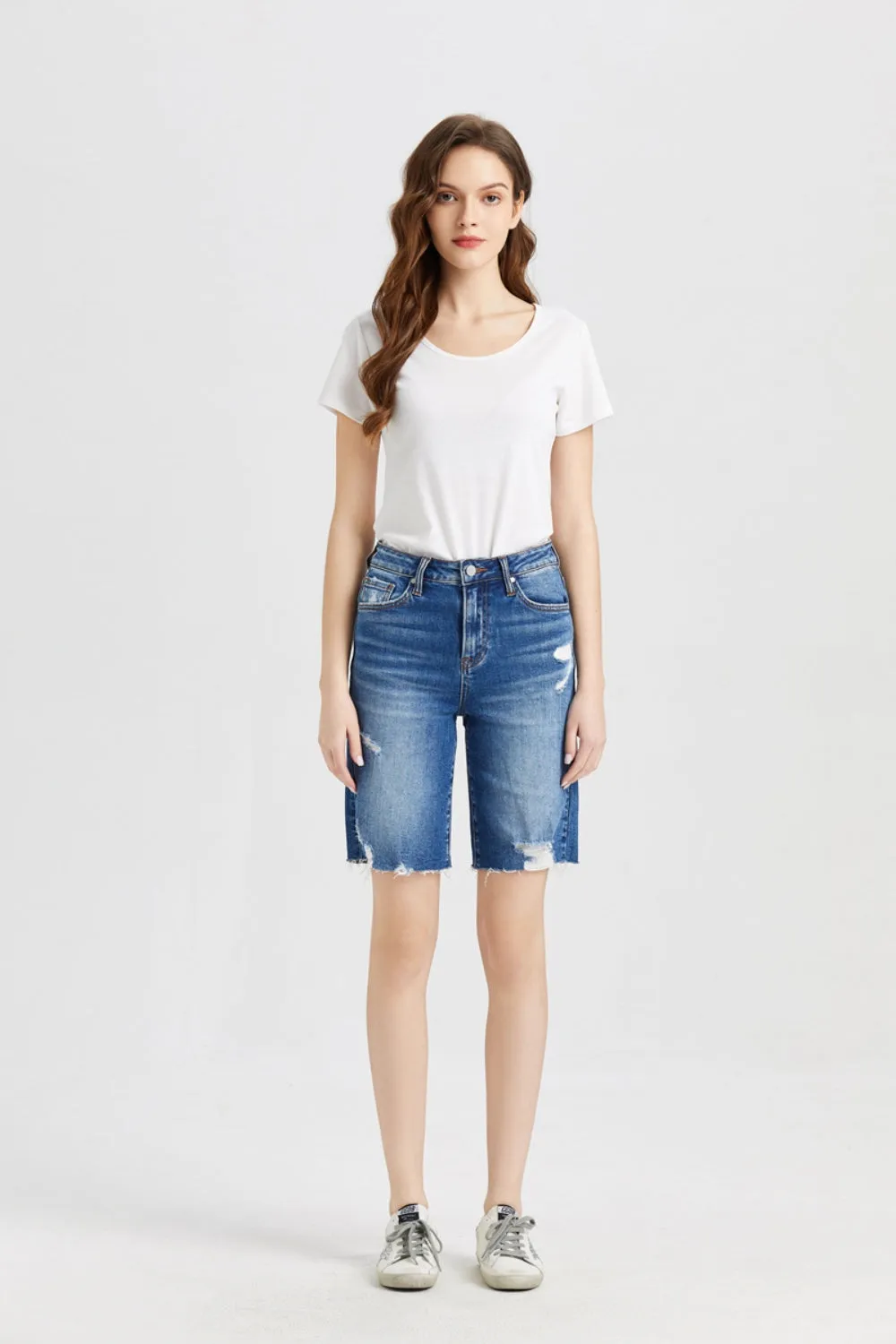 BAYEAS Full Size Super High Rise Denim Bermuda Shorts