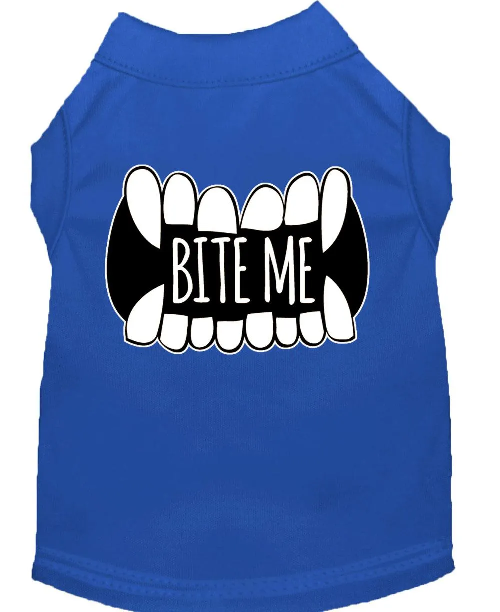 Bite Me Screen Print Dog Shirt Blue Xs (8)