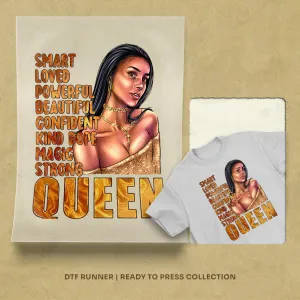 Black Queen Afro Woman dtf shirt transfers