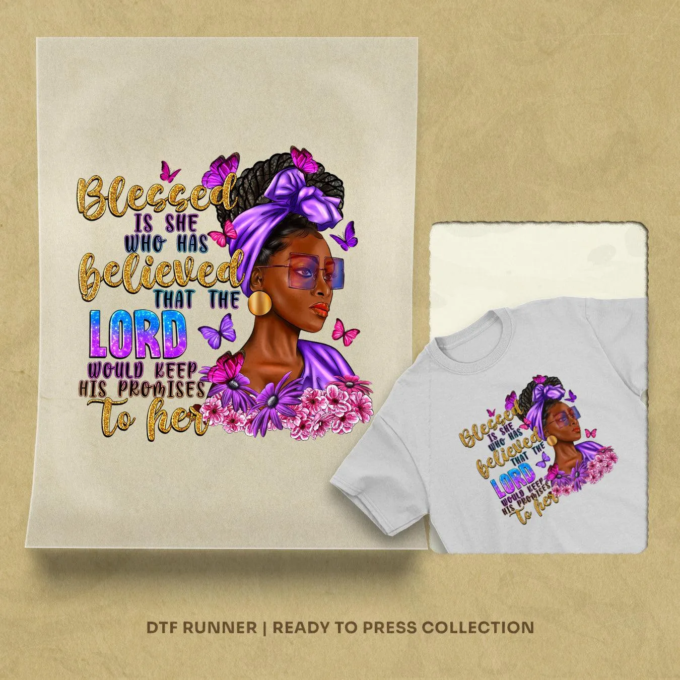 Blessed Is She Believed Afro Woman dtf transfer sheets