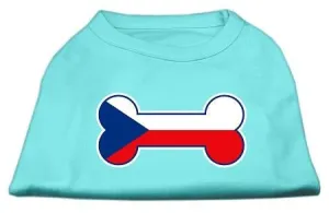 Bone Shaped Czech Republic Flag Screen Print Shirts Aqua XXL (18)