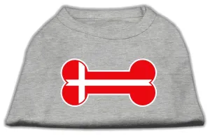 Bone Shaped Denmark Flag Screen Print Shirts Grey XXXL(20)