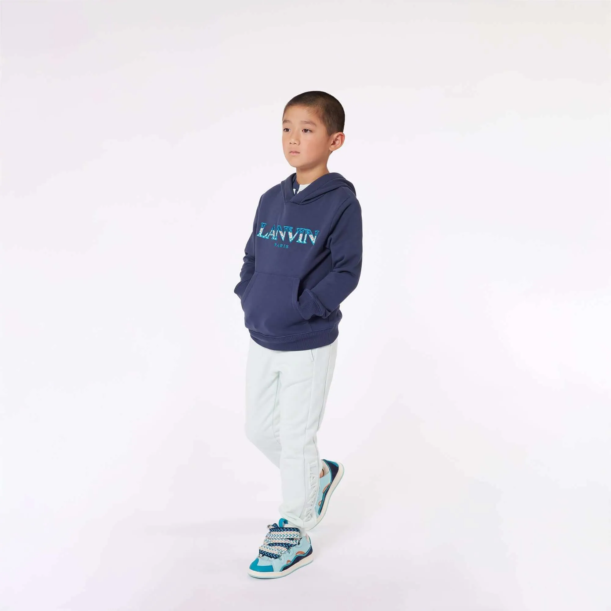 Boys Navy Curb Logo Hoodie