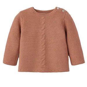 Cable Garter Knit Sweater, Rust