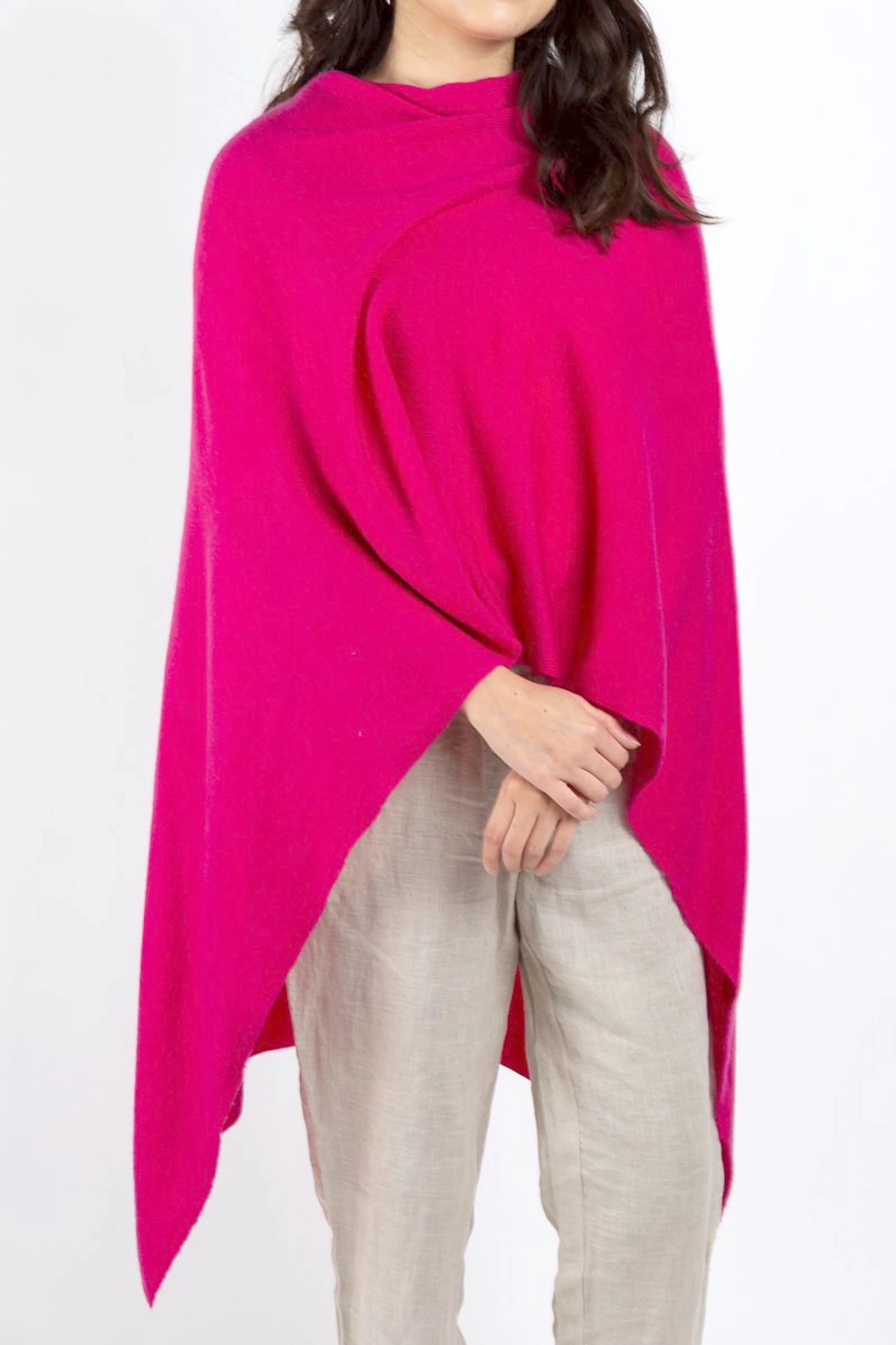 Cashmere Poncho Fuschia Dk. Pink