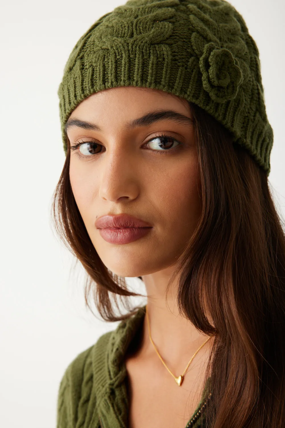 Cece Cable Cloud Knit Beanie - Jade Green