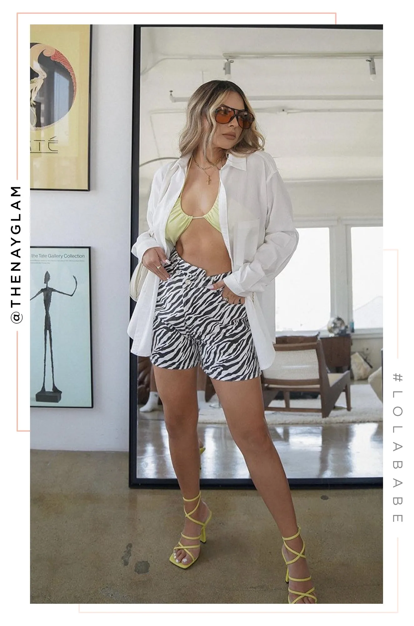 Celina Asymmetrical Front Bermuda Short - Zebra Denim