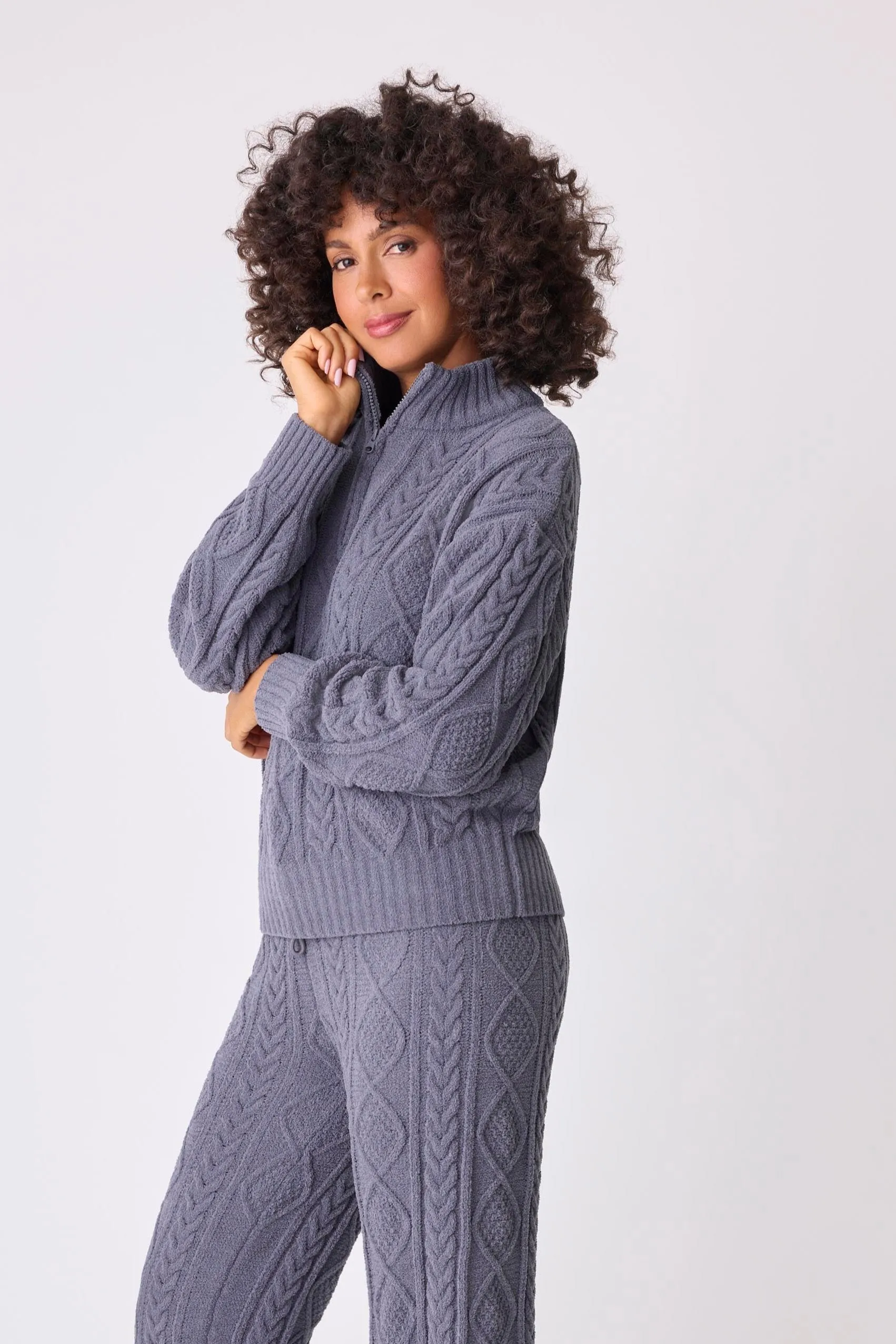 Chenille Cozy Cable Quarter Zip Sweater