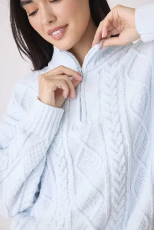 Chenille Cozy Cable Quarter Zip Sweater