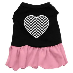 Chevron Heart Screen Print Dress Black with Pink Lg (14)