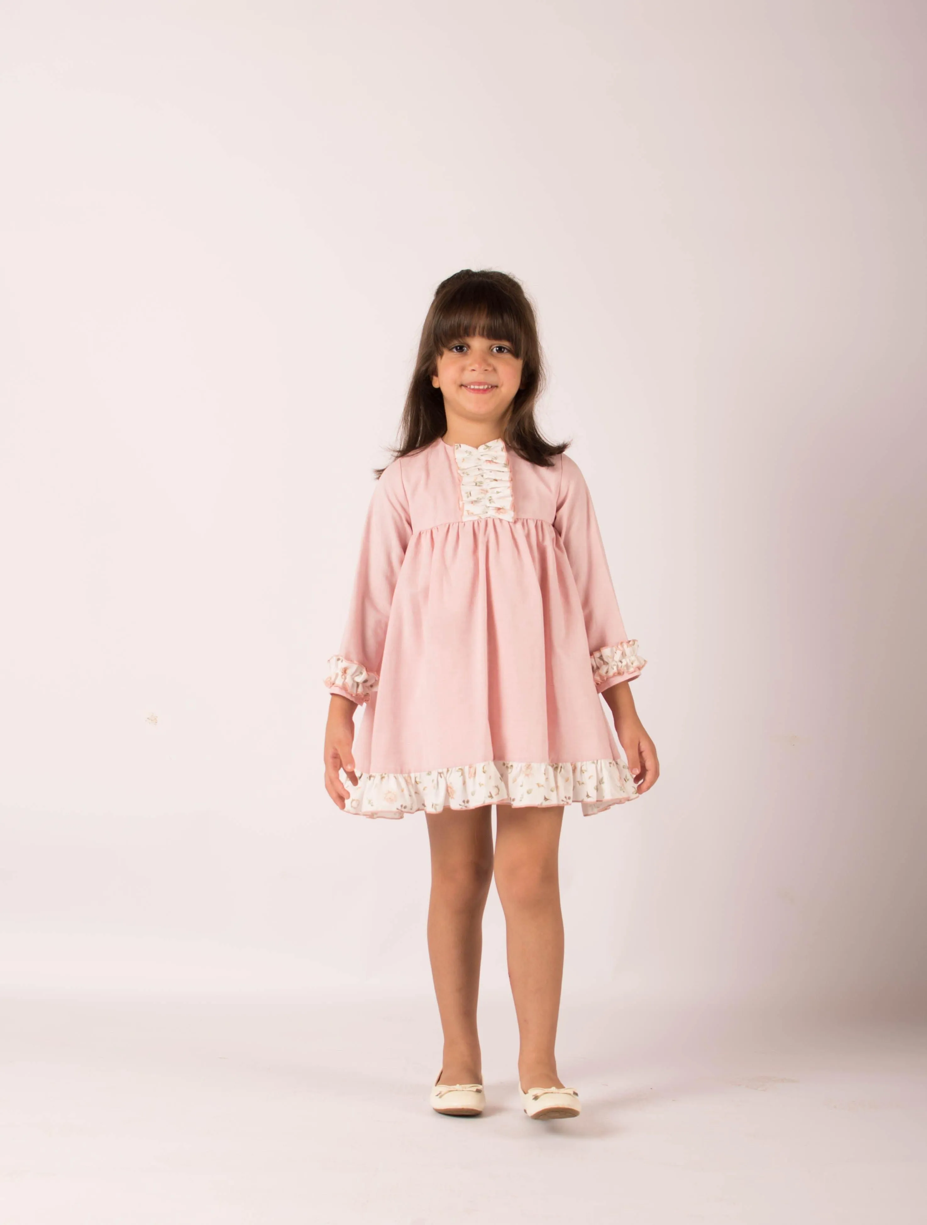 CLEARANCE SALE - Lor Miral AW23 - Girls Pink Floral Print Dress 32416