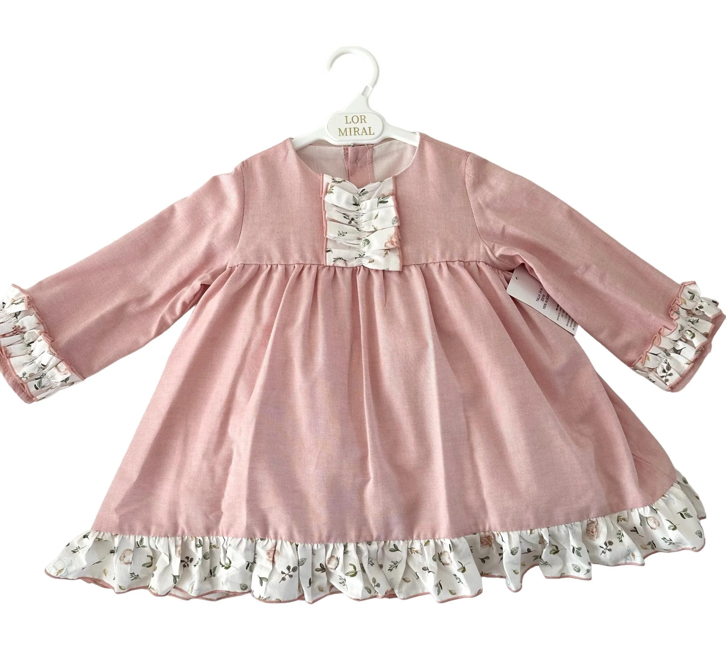 CLEARANCE SALE - Lor Miral AW23 - Girls Pink Floral Print Dress 32416