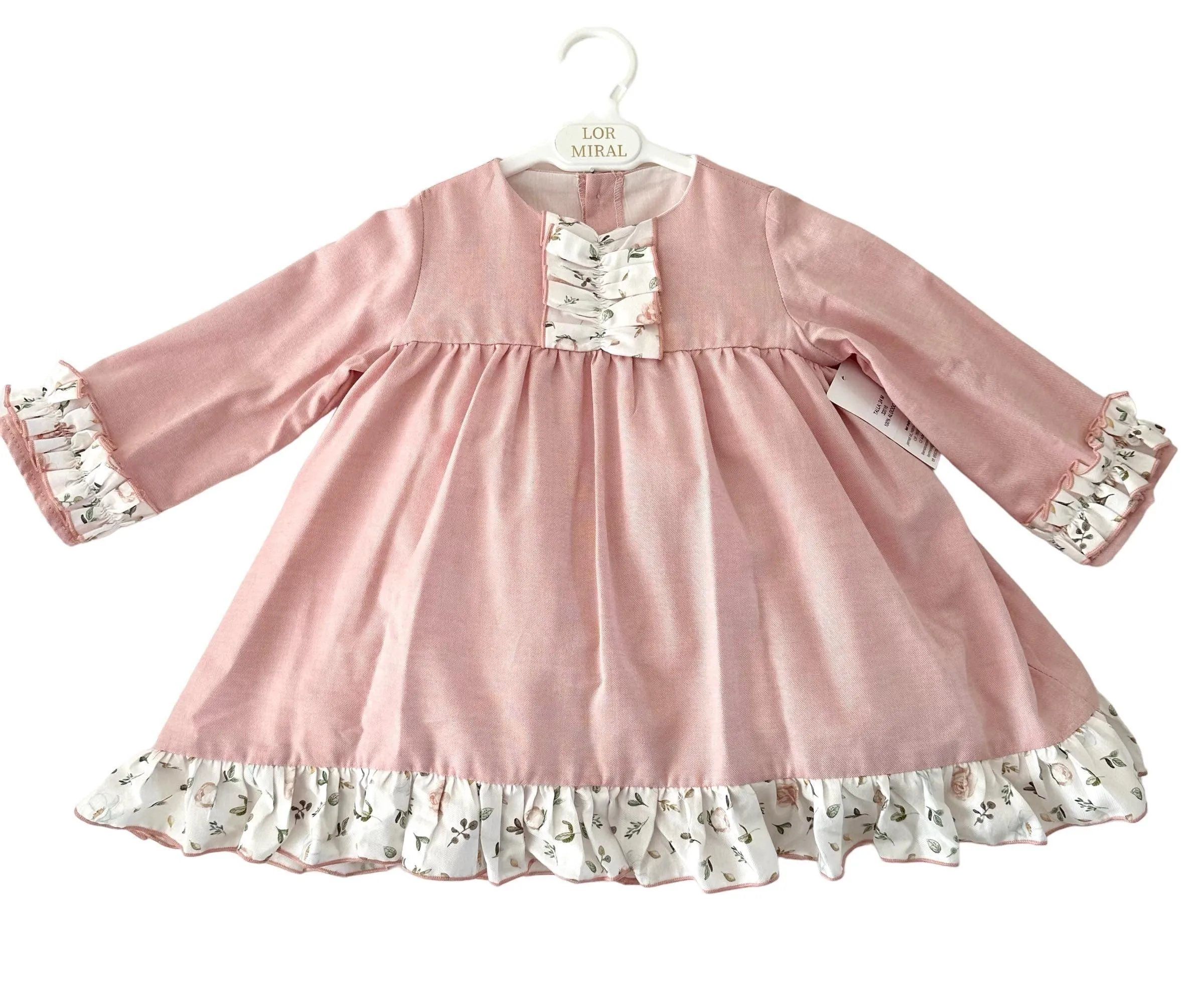 CLEARANCE SALE - Lor Miral AW23 - Girls Pink Floral Print Dress 32416