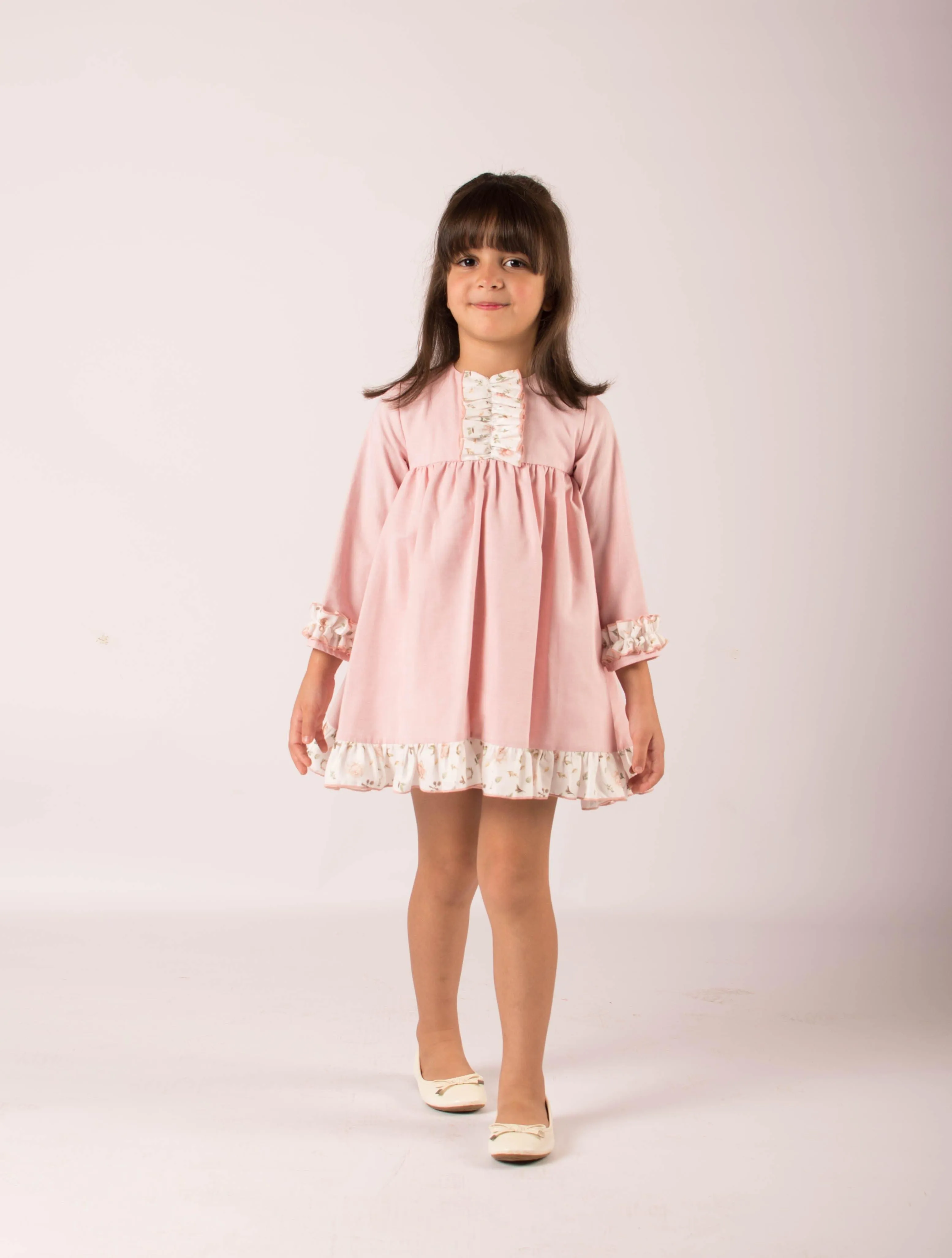 CLEARANCE SALE - Lor Miral AW23 - Girls Pink Floral Print Dress 32416