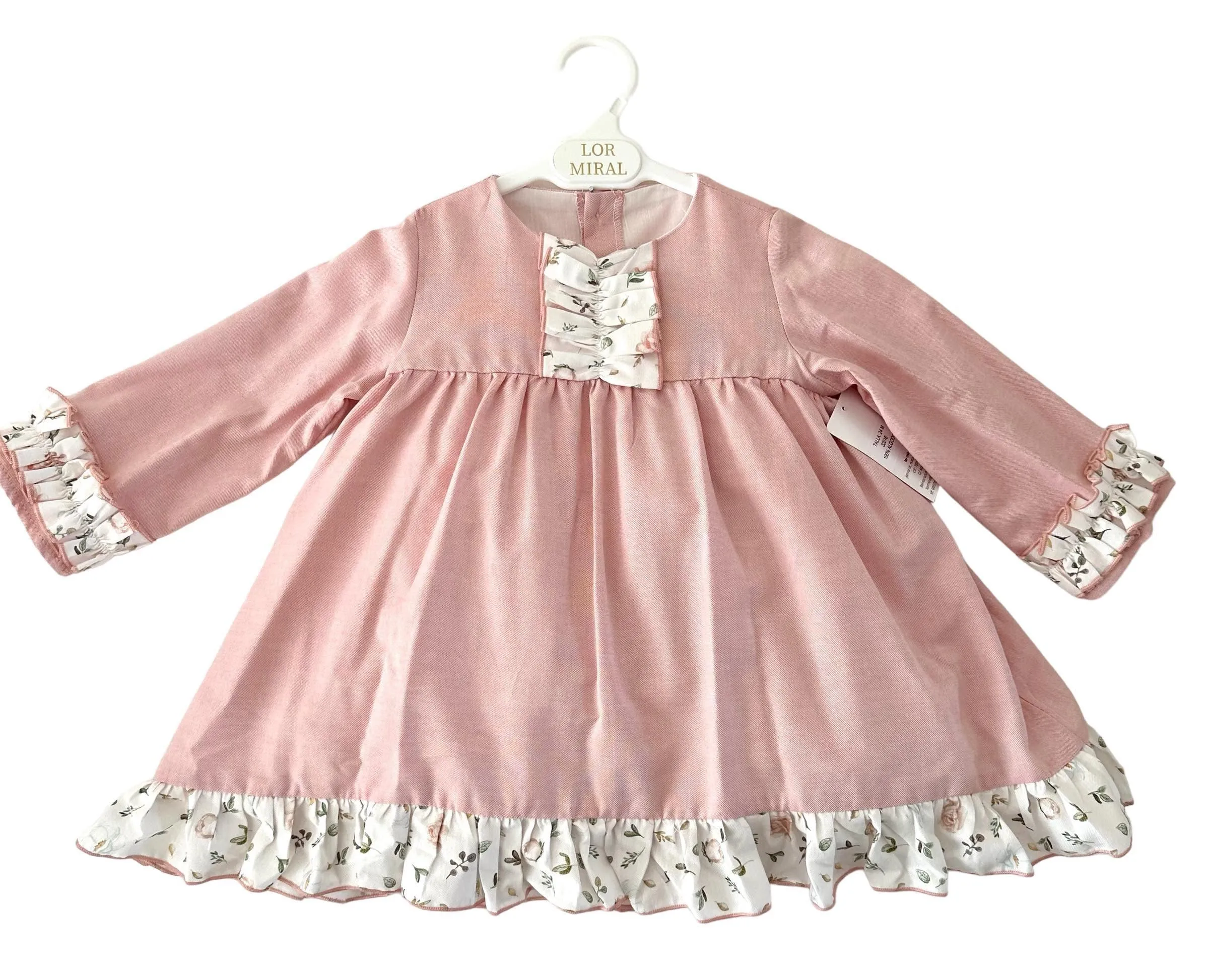 CLEARANCE SALE - Lor Miral AW23 - Girls Pink Floral Print Dress 32416