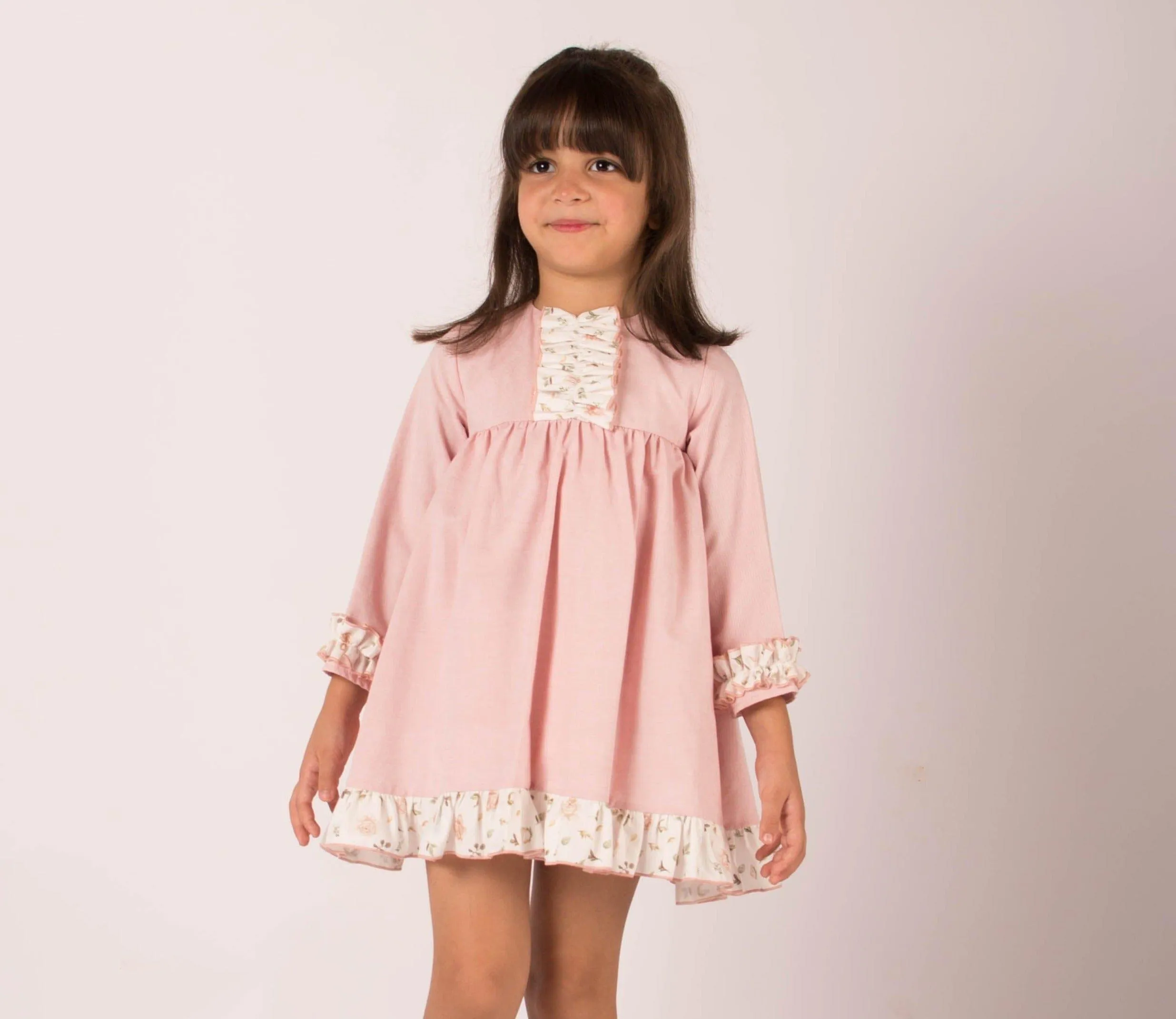 CLEARANCE SALE - Lor Miral AW23 - Girls Pink Floral Print Dress 32416