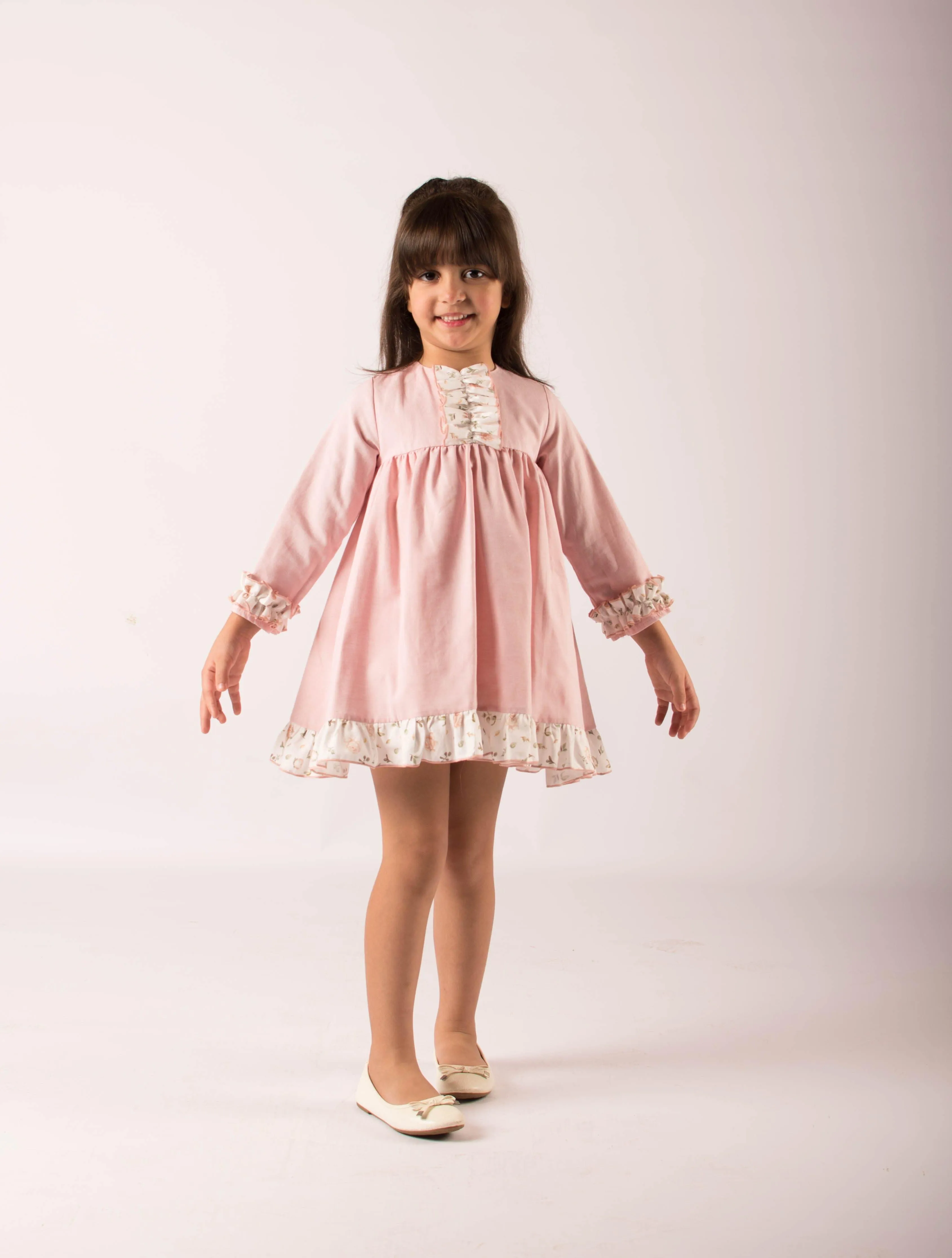 CLEARANCE SALE - Lor Miral AW23 - Girls Pink Floral Print Dress 32416