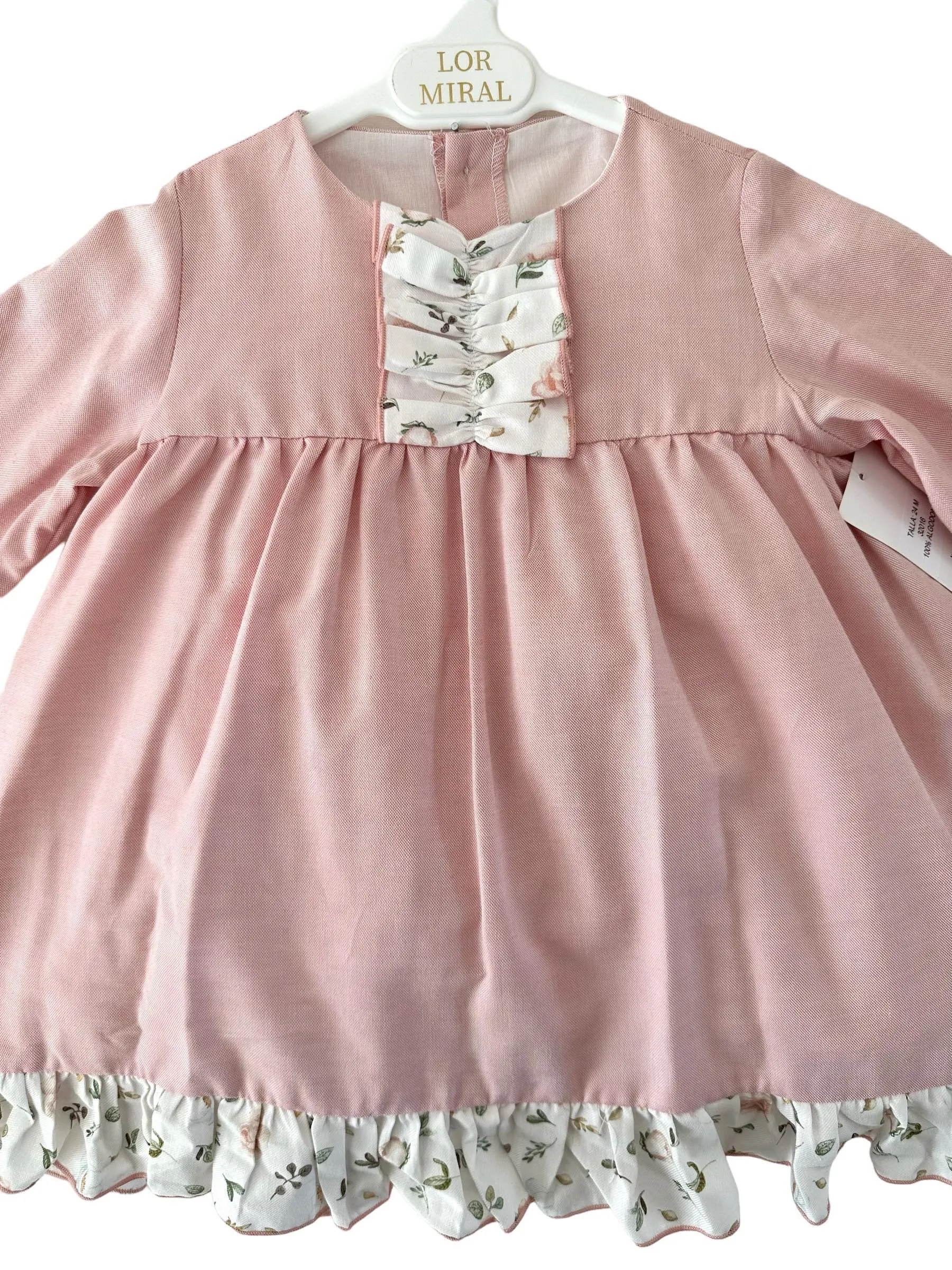 CLEARANCE SALE - Lor Miral AW23 - Girls Pink Floral Print Dress 32416