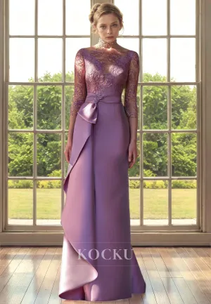 Couture & Ornate Long sleeves Appliques Backless Cocktail Mother of the Bride Dress