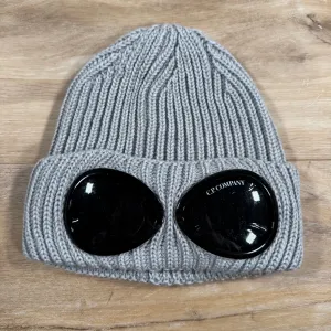 C.P. Company Extra Fine Merino Wool Goggle Beanie in Grey