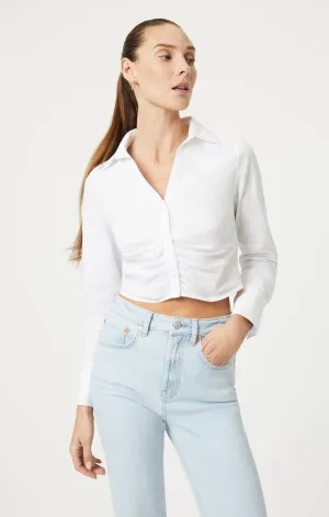 CROPPED BUTTON-UP SHIRT IN WHITE