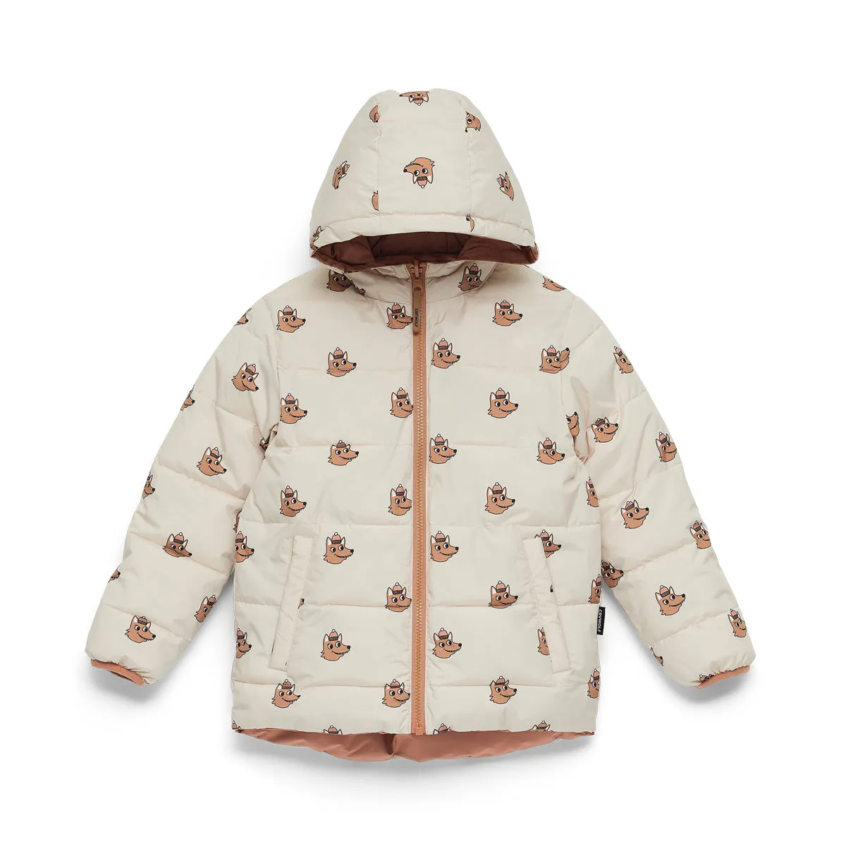 CRYWOLF REVERSIBLE ECO PUFFER TERRACOTTA WOLF