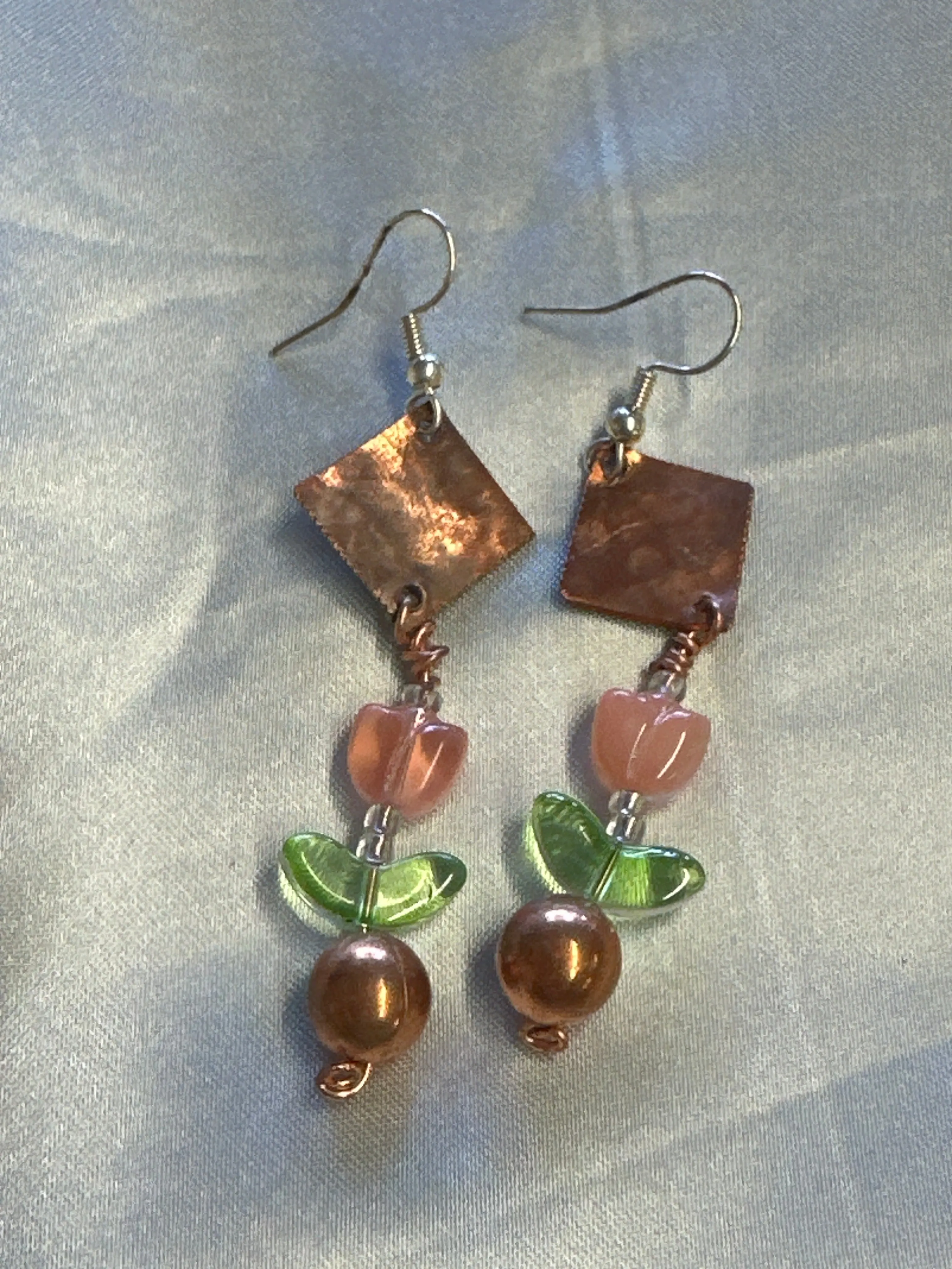 Dangle Earrings w/ Copper & Embellishments