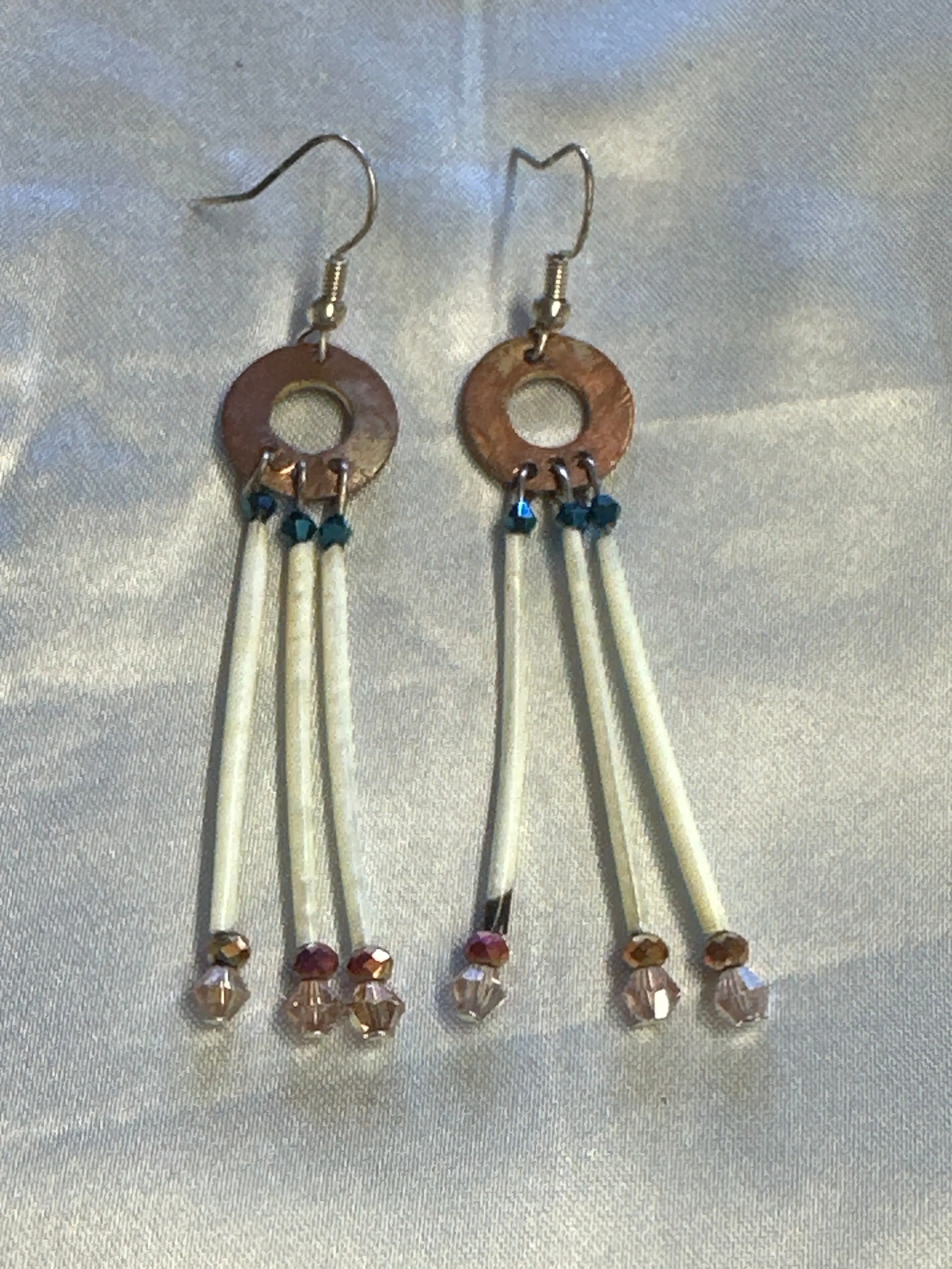 Dangle Earrings w/ Copper & Embellishments