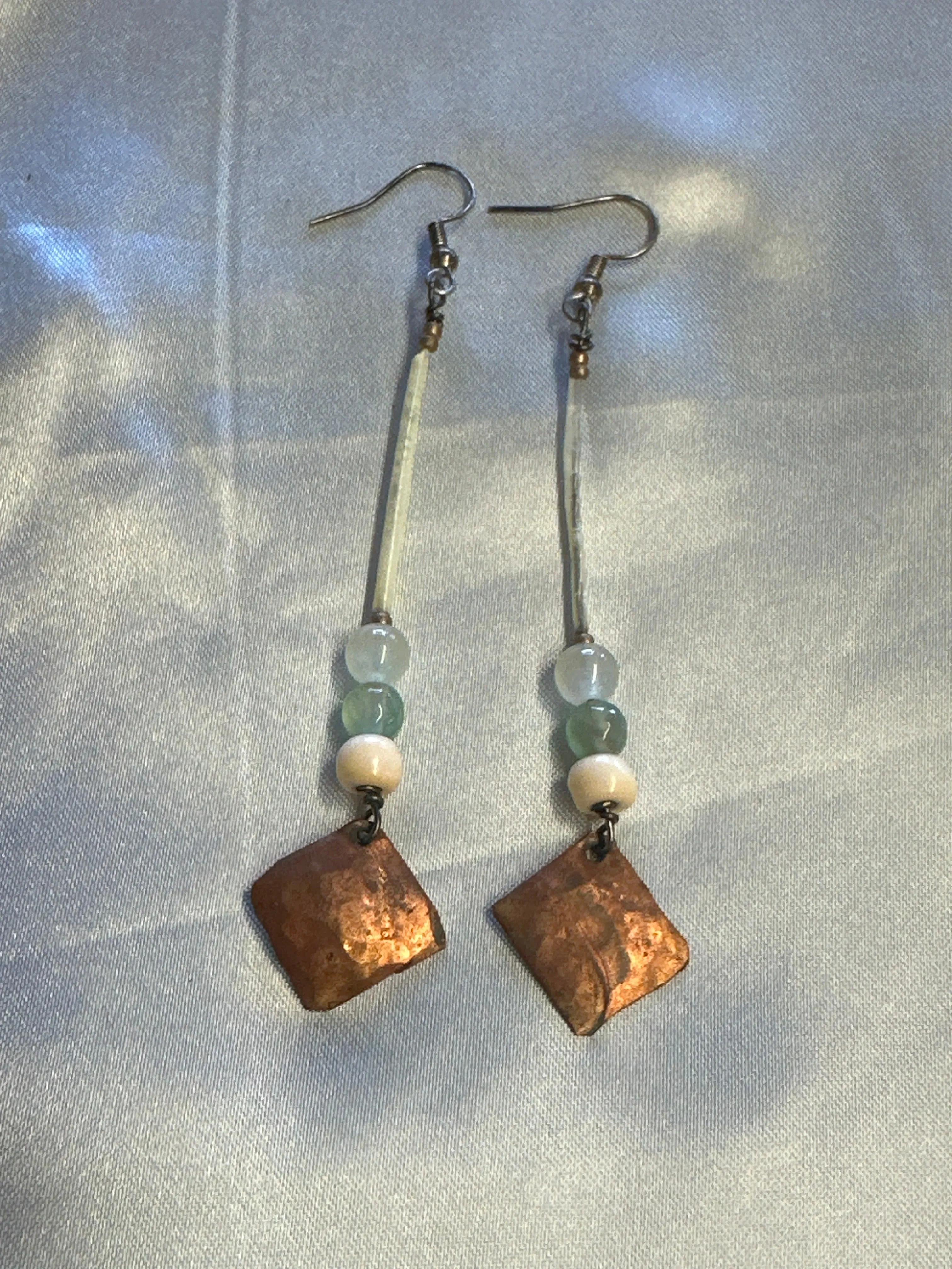 Dangle Earrings w/ Copper & Embellishments