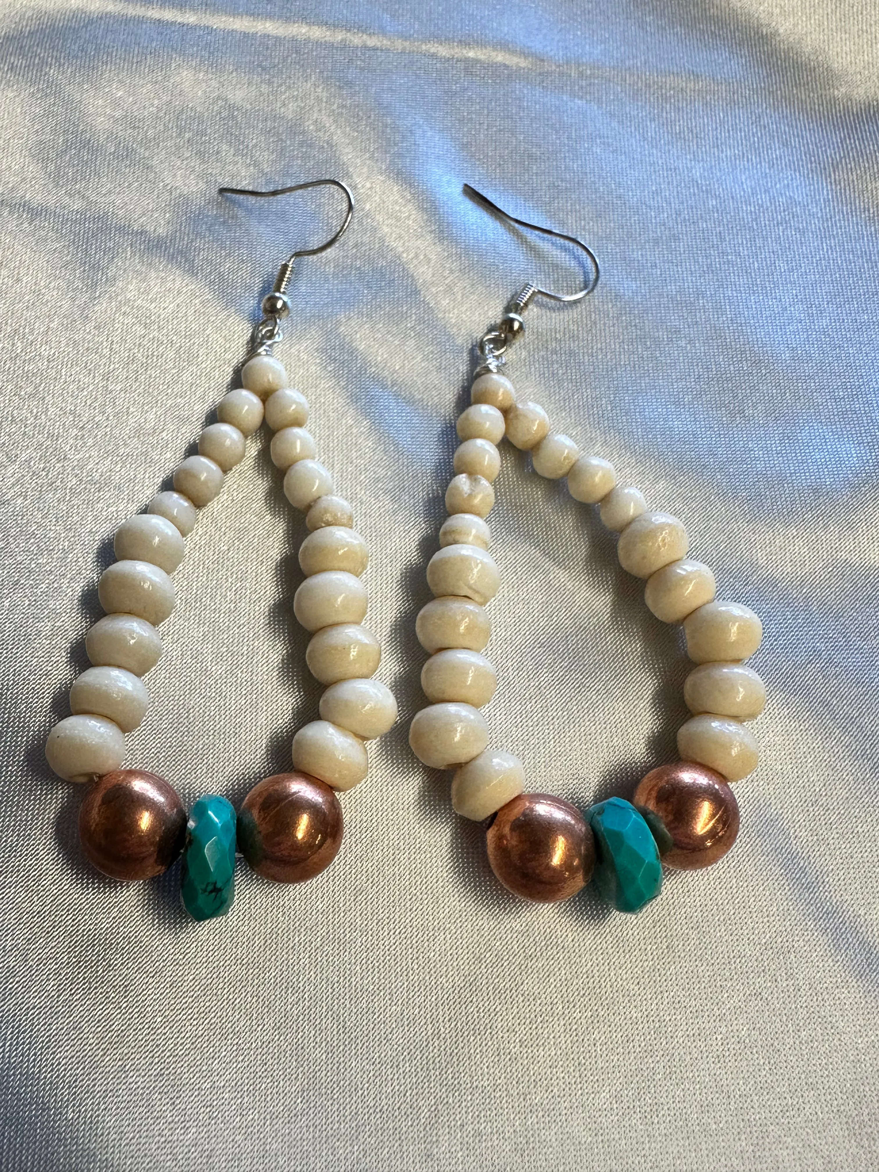 Dangle Earrings w/ Copper & Embellishments