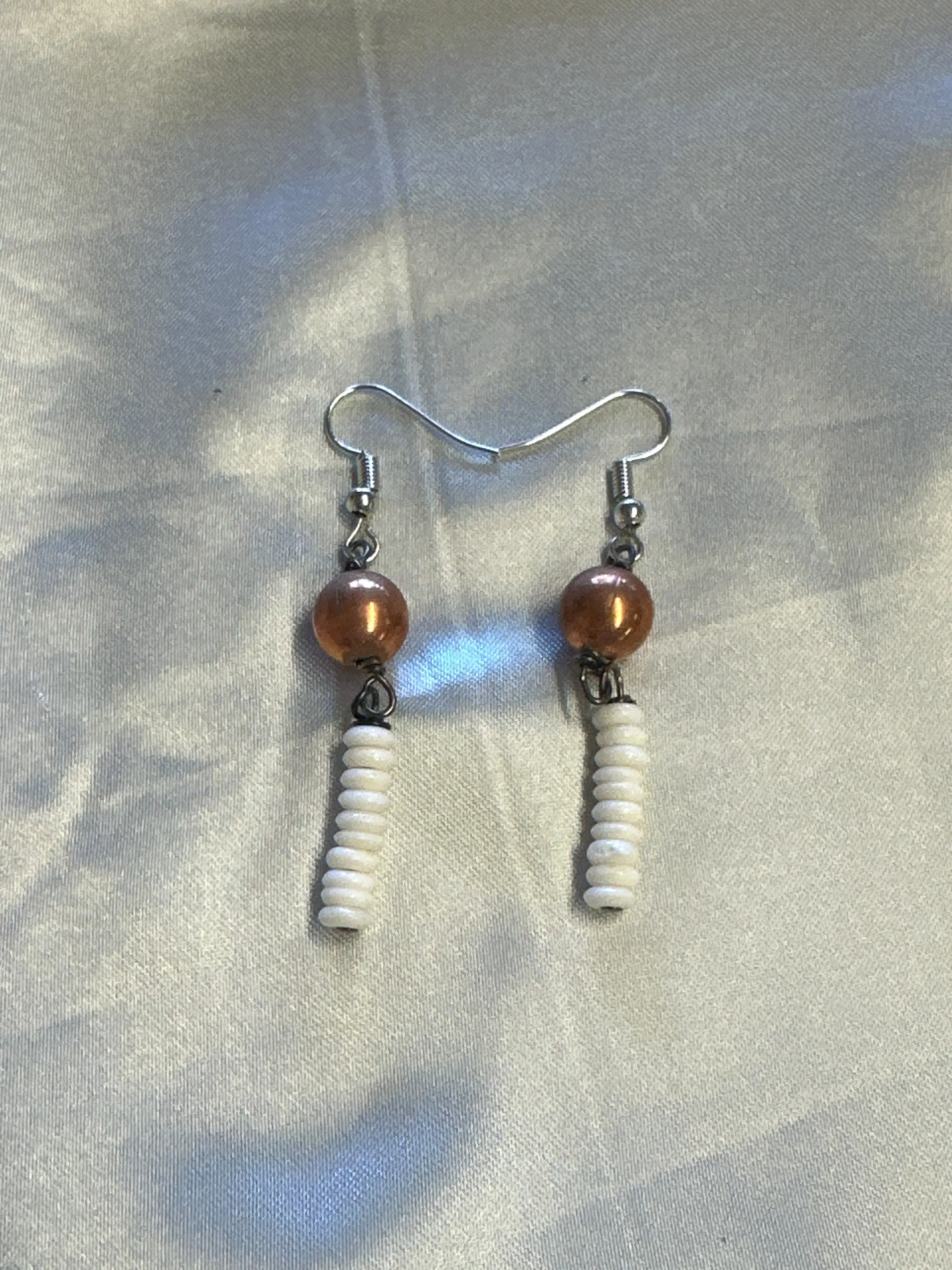 Dangle Earrings w/ Copper & Embellishments