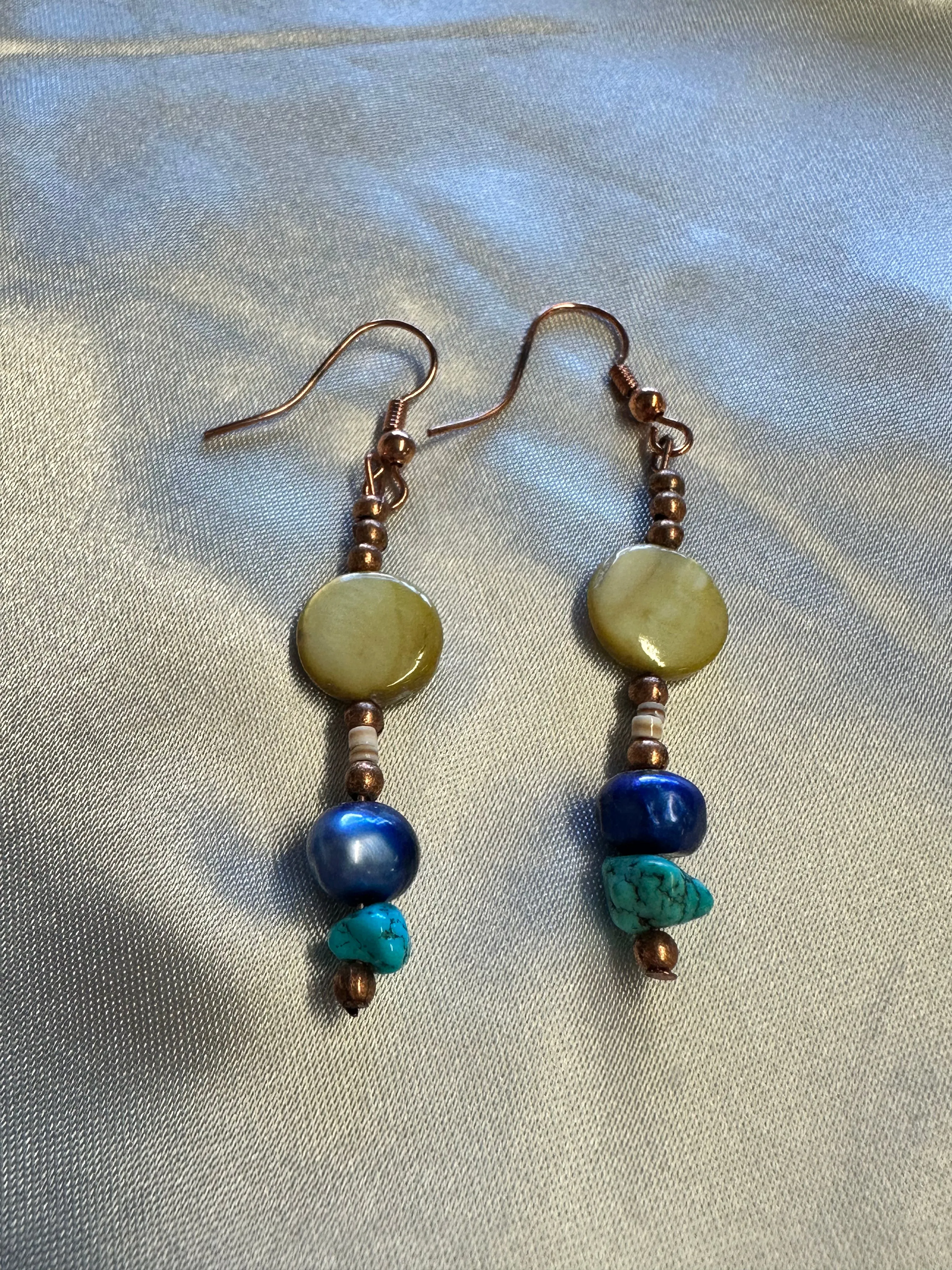 Dangle Earrings w/ Copper & Embellishments