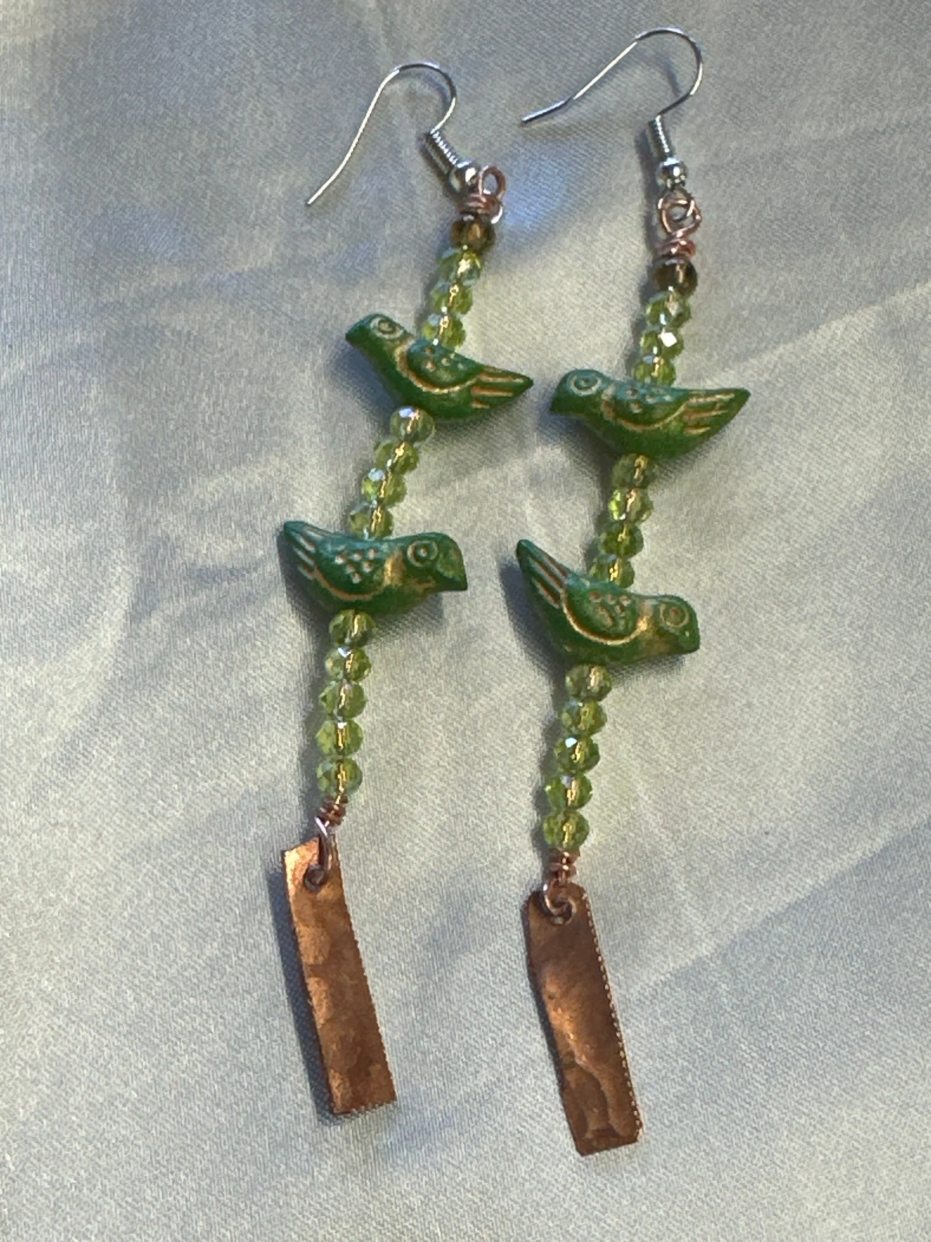 Dangle Earrings w/ Copper & Embellishments