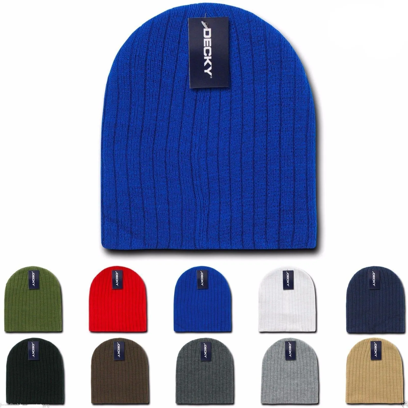 Decky Beanies Cable Knit Soft Ski Warm Winter Caps Hats Unisex Mens Womens