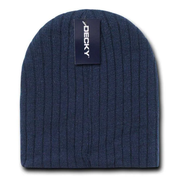 Decky Beanies Cable Knit Soft Ski Warm Winter Caps Hats Unisex Mens Womens