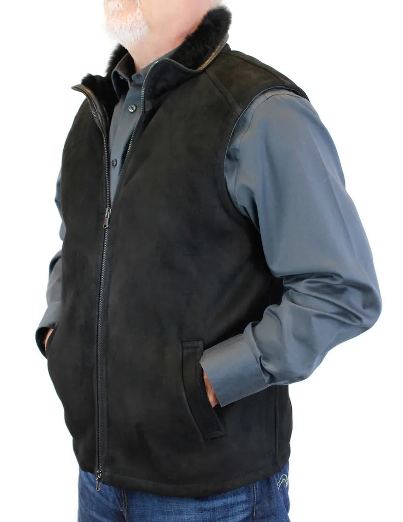 DI BELLO - MEN'S BLACK MERINO SHEARLING VEST