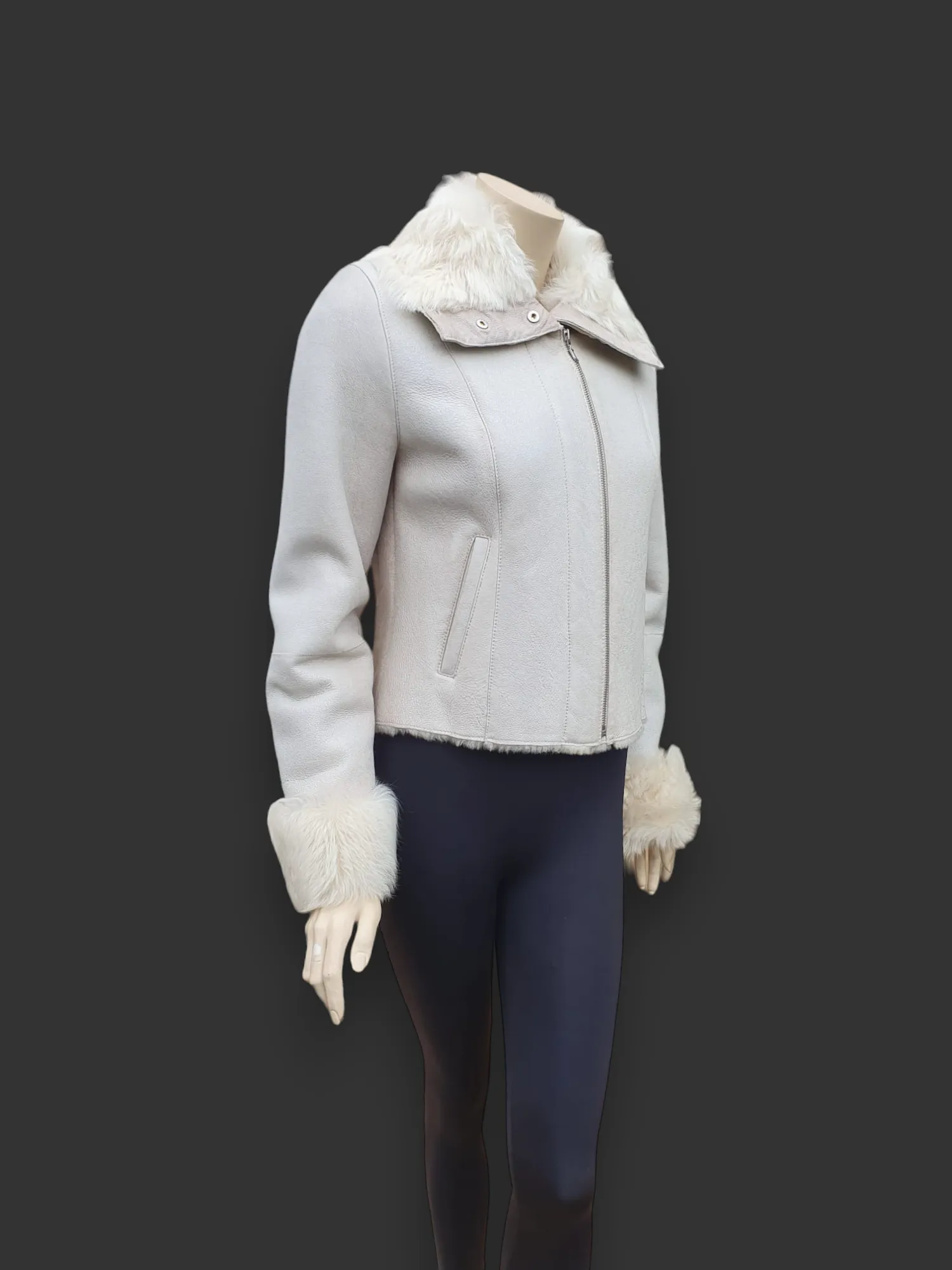 Eggshell Shearling Jacket -Medium